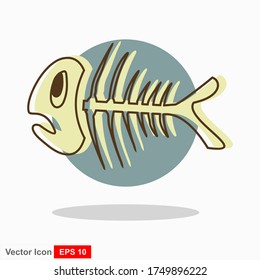 Fish bone cartoon illustration icon character.