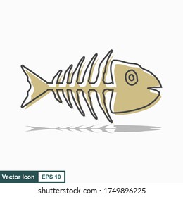 Fish bone cartoon illustration icon character.
