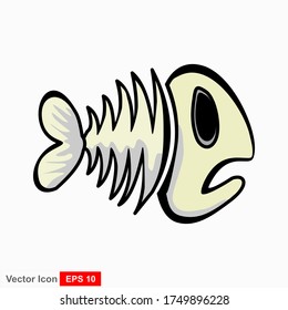 Fish bone cartoon illustration icon character.
