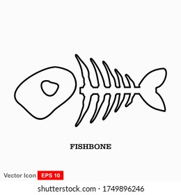 Fish bone cartoon illustration icon character.