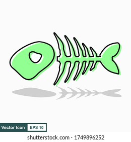 Fish bone cartoon illustration icon character.