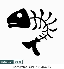 Fish bone cartoon illustration icon character.