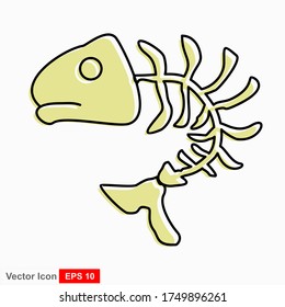 Fish bone cartoon illustration icon character.