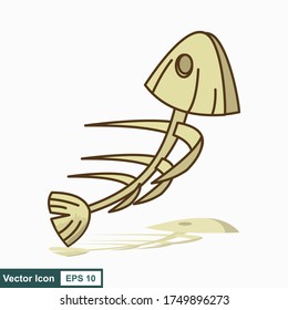Fish bone cartoon illustration icon character.
