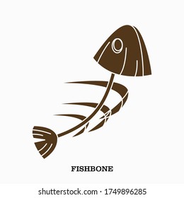 Fish bone cartoon illustration icon character.