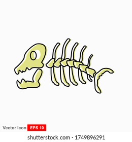 Fish bone cartoon illustration icon character.
