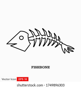 Fish bone cartoon illustration icon character.