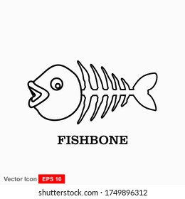 Fish bone cartoon illustration icon character.