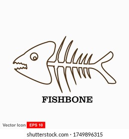 Fish bone cartoon illustration icon character.