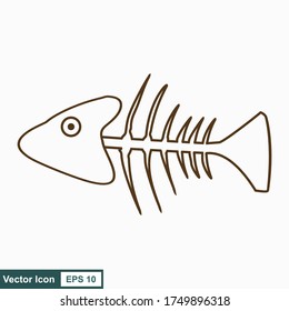 Fish bone cartoon illustration icon character.