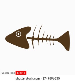 Fish bone cartoon illustration icon character.