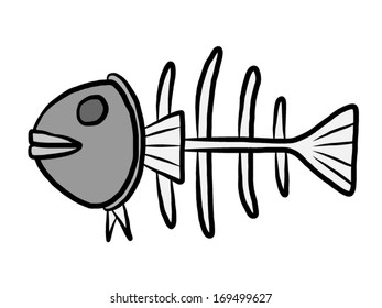 fish bone / cartoon vector and illustration, isolated on white background.