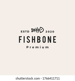 fish bone cat food hipster vintage logo vector icon illustration