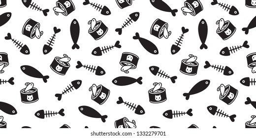 fish bone cat seamless pattern vector kitten food salmon tuna calico scarf isolated repeat wallpaper cartoon tile background doodle illustration