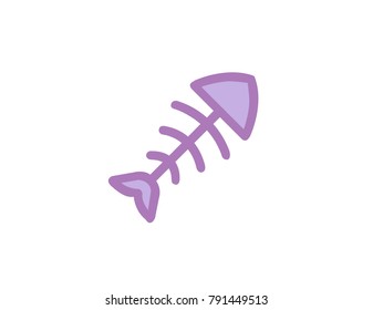 Fish bone con. Fish skeleton illustration. Vector. Flat violet icon with isolated on white background