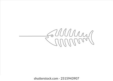 fish bone continuous line vector illustration	