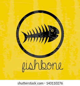 fish bone design over yellow background vector illustration