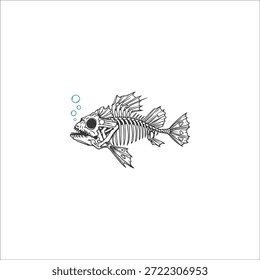 fish bone drawing artwork handmade illustration