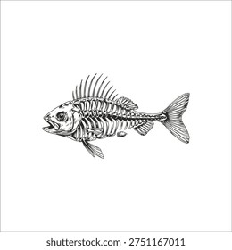 fish bone drawing artwork handmade illustration