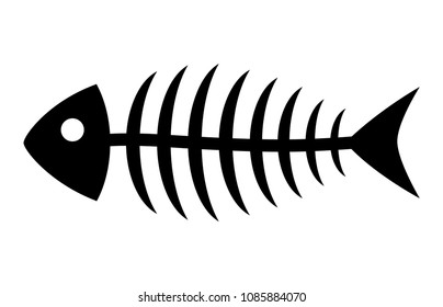 Fish bone or fishbone skeleton flat vector icon for wildlife apps and websites