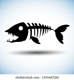 Fish bone or fishbone skeleton flat vector icon for wildlife apps 