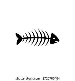 Fish bone, fishbone skeleton flat vector icon isolated on white background