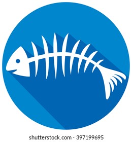 fish bone flat icon (skeleton)