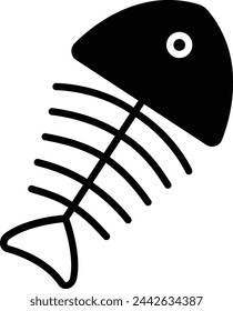 Fish bone glyph and line vector illustration