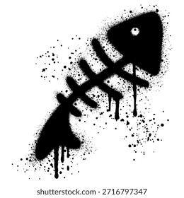 Fish Bone en estilo graffiti con pintura en spray negra.