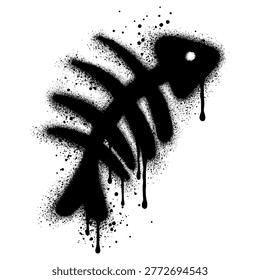 Fish Bone in graffiti style with black spray paint.
