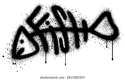Fish Bone in graffiti style with black spray paint.