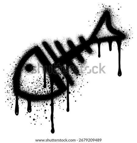 Fish Bone in graffiti style with black spray paint.