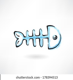 fish bone grunge icon