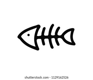 fish bone hand drawn icon , designed for web and app