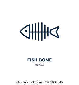 fish bone icon from animals collection. Thin linear fish bone, food, spine outline icon isolated on white background. Line vector fish bone sign, symbol for web and mobile