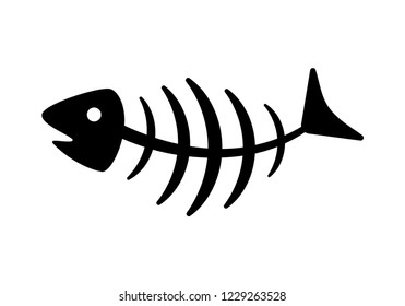 Fish bone icon. Fish bone cartoon icon isolated on white background. Vector illustration. 