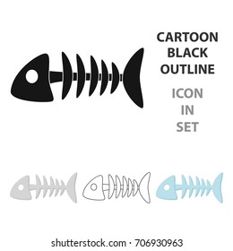 Fish bone icon in cartoon style isolated on white background. Cat symbol stock vector illustration.