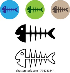 Fish Bone Icon Design Vector Art Illustration