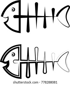 Fish Bone Icon Design Vector Art Illustration