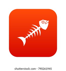 Fish bone icon digital red for any design isolated on white vector illustration