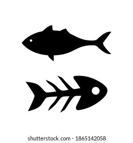 Fish bone icon. Fish icon. Flat vector fish bone or skeleton icon for wildlife apps and websites. Vector illustration in flat design.