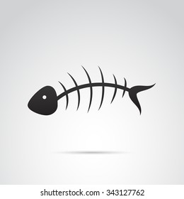 Fish bone icon isolated on white background. Vector art.
