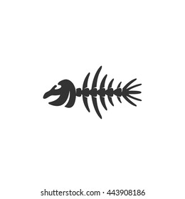 Fish bone icon isolated on a white background. Logo silhouette design template. Simple symbol concept in flat style. Abstract sign, pictogram for web, mobile and infographics - stock vector