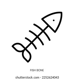 fish bone icon. Line Art Style Design Isolated On White Background