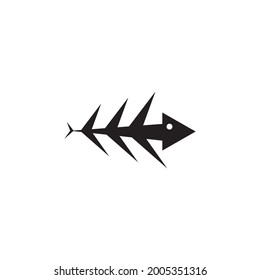 Plantilla vectorial del diseño del logotipo del icono de hueso de pescado
