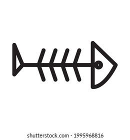 Fish bone icon or logo vector illustration of isolated sign symbol, vector illustration with high quality black outline.