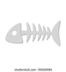 Fish bone icon in monochrome style isolated on white background. Cat symbol stock vector illustration.