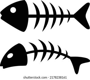 fish bone icon on white background. fish skeleton sign. fishbone symbol. flat style.