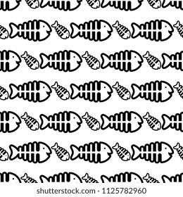 Fish Bone Icon Seamless Pattern Vector Art Illustration