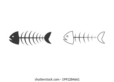 Fish bone icon set in flat style. Vector